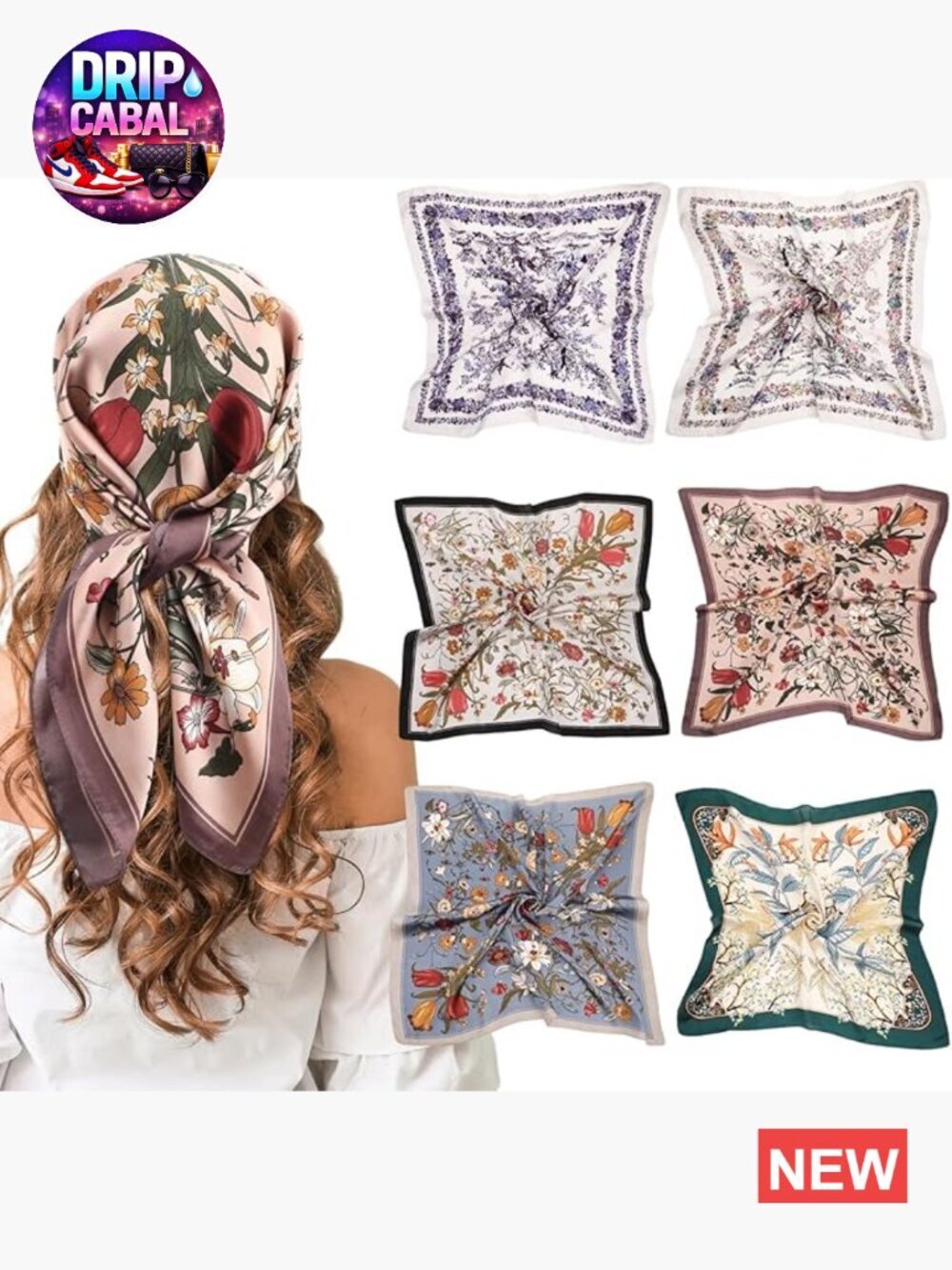27x27 Large Satin Scarf Silk Feel Square Wraps Hair Bandana Scarf